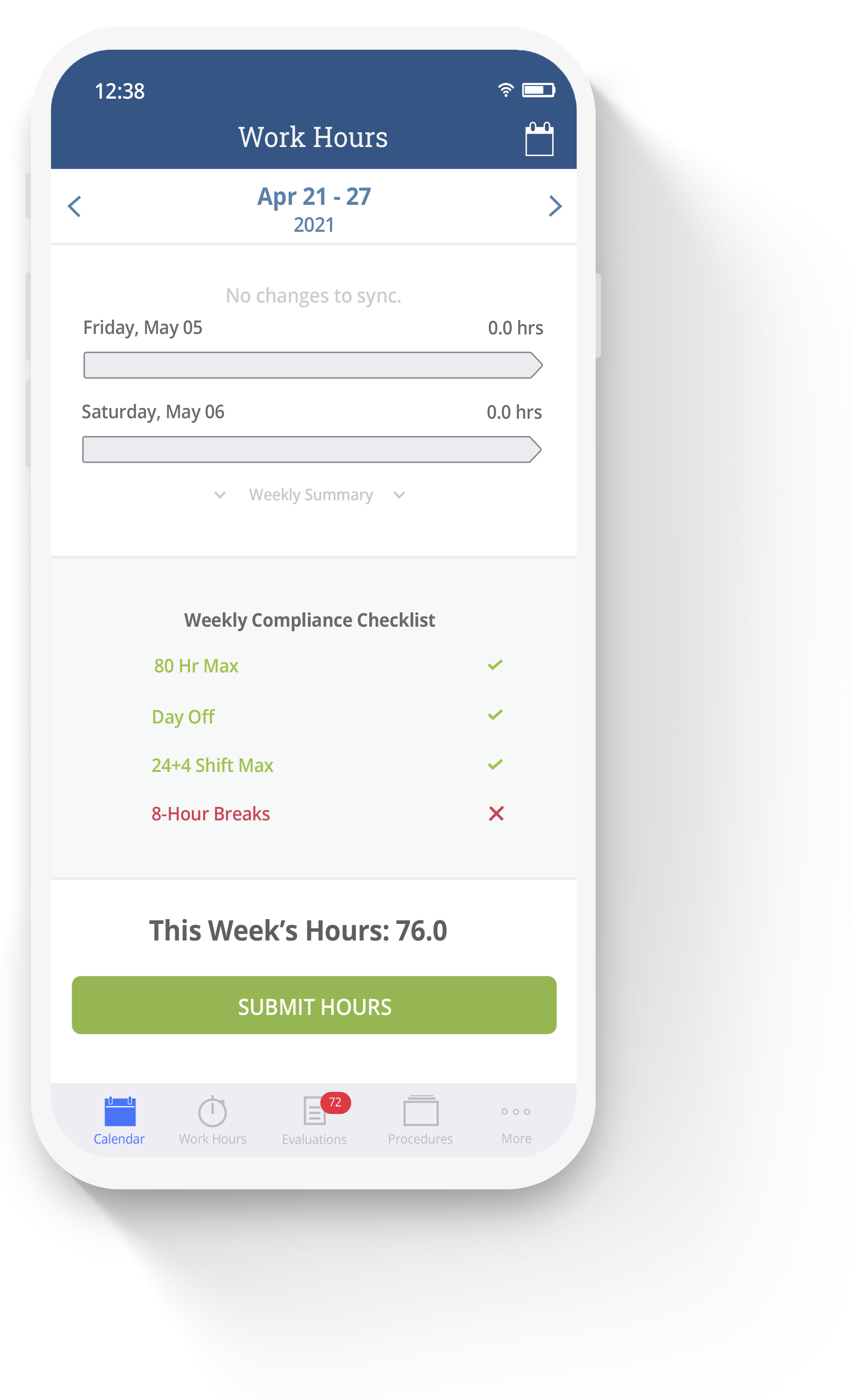 MedHub App Work Hours Sample