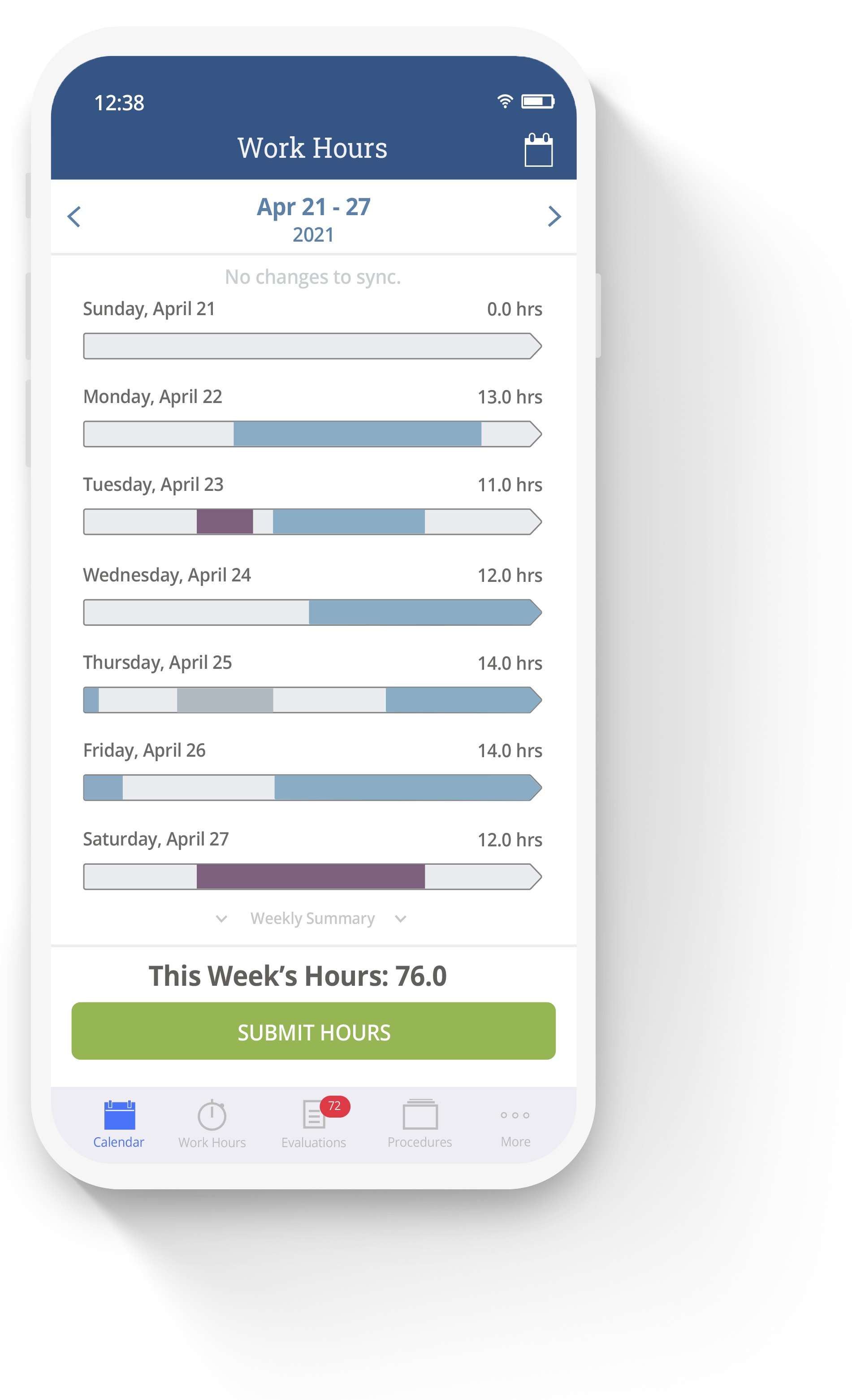 MedHub App Work Hours Log Sample
