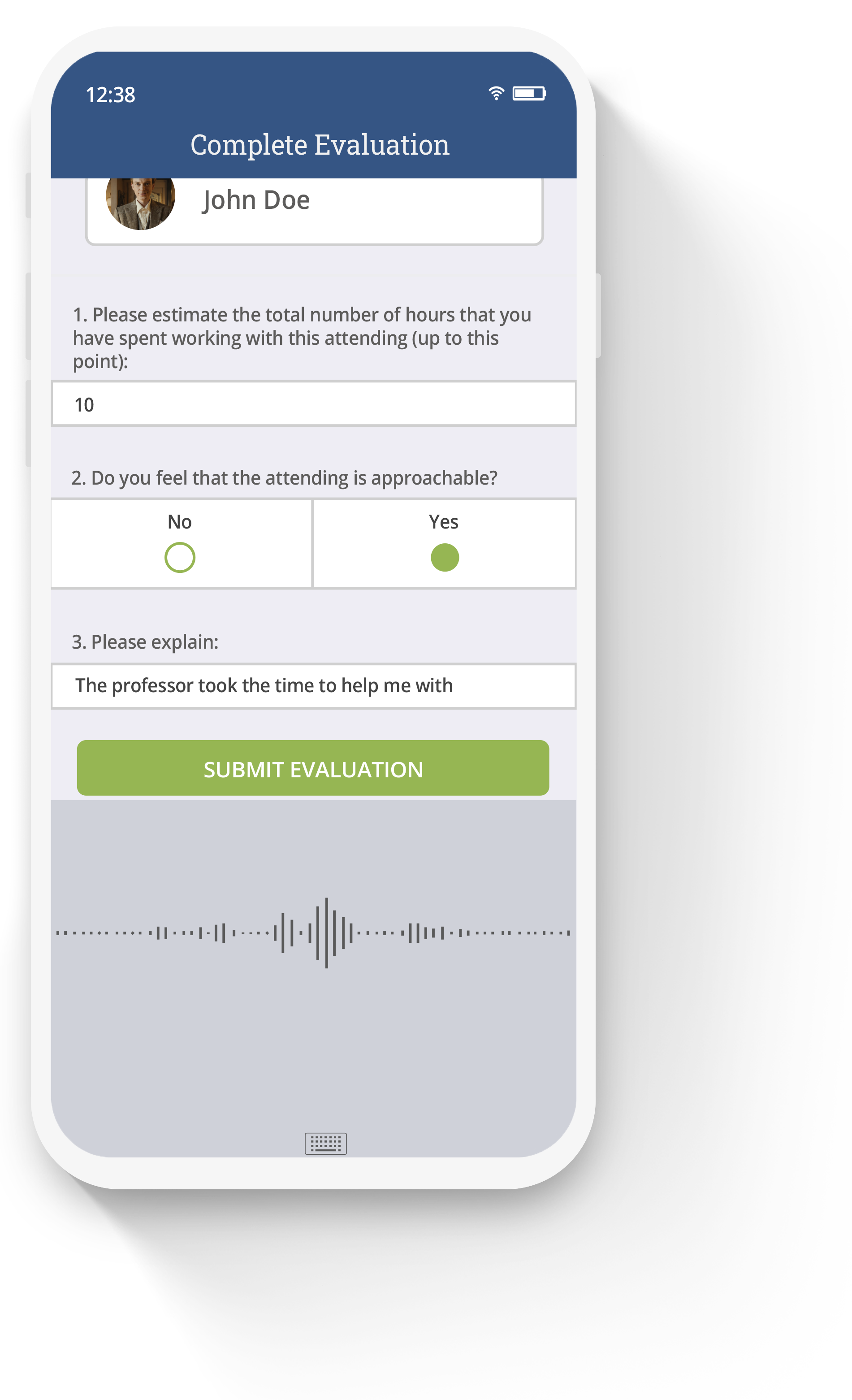 MedHub App Evaluation Sample