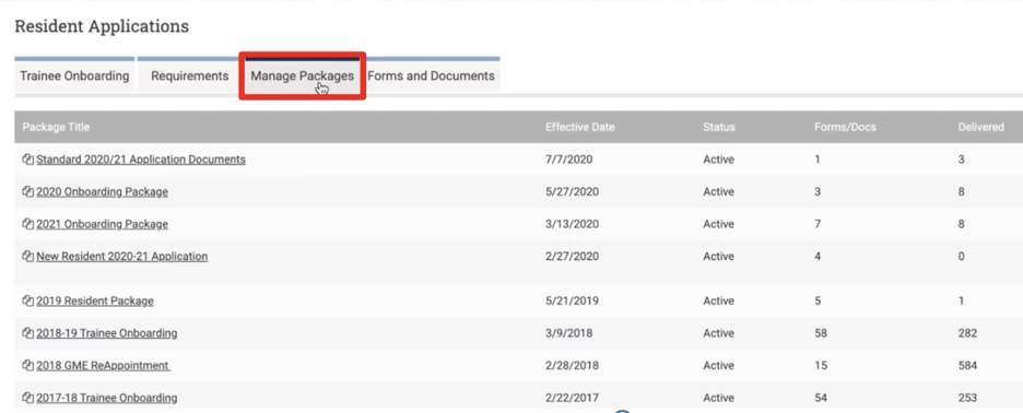 Manage Packages Screenshot